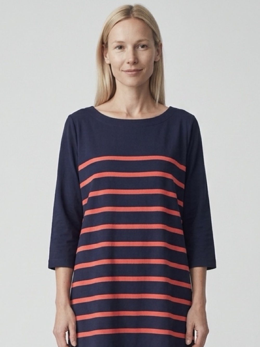 NWT XXL Gap Boatneck Navy Blue Tunic Dress with Coral Stripes